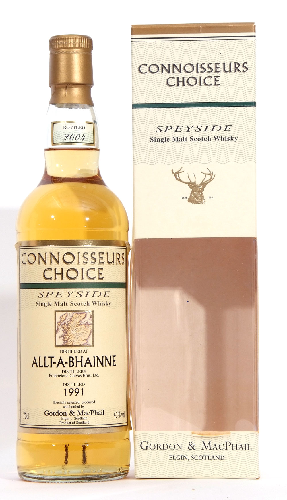 Allt-a-bhainne Speyside Single Malt Scotch Whisky, distilled 1991, Connoisseurs Choice by Gordon &