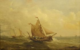 Attributed to John Moore of Ipswich (1820-1902), Seascape, oil on board, 28 x 38cm