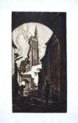 After Cyril Henry Barraud (1877-1965), Wartime scenes, two black and white etchings, 24 x 18cm and