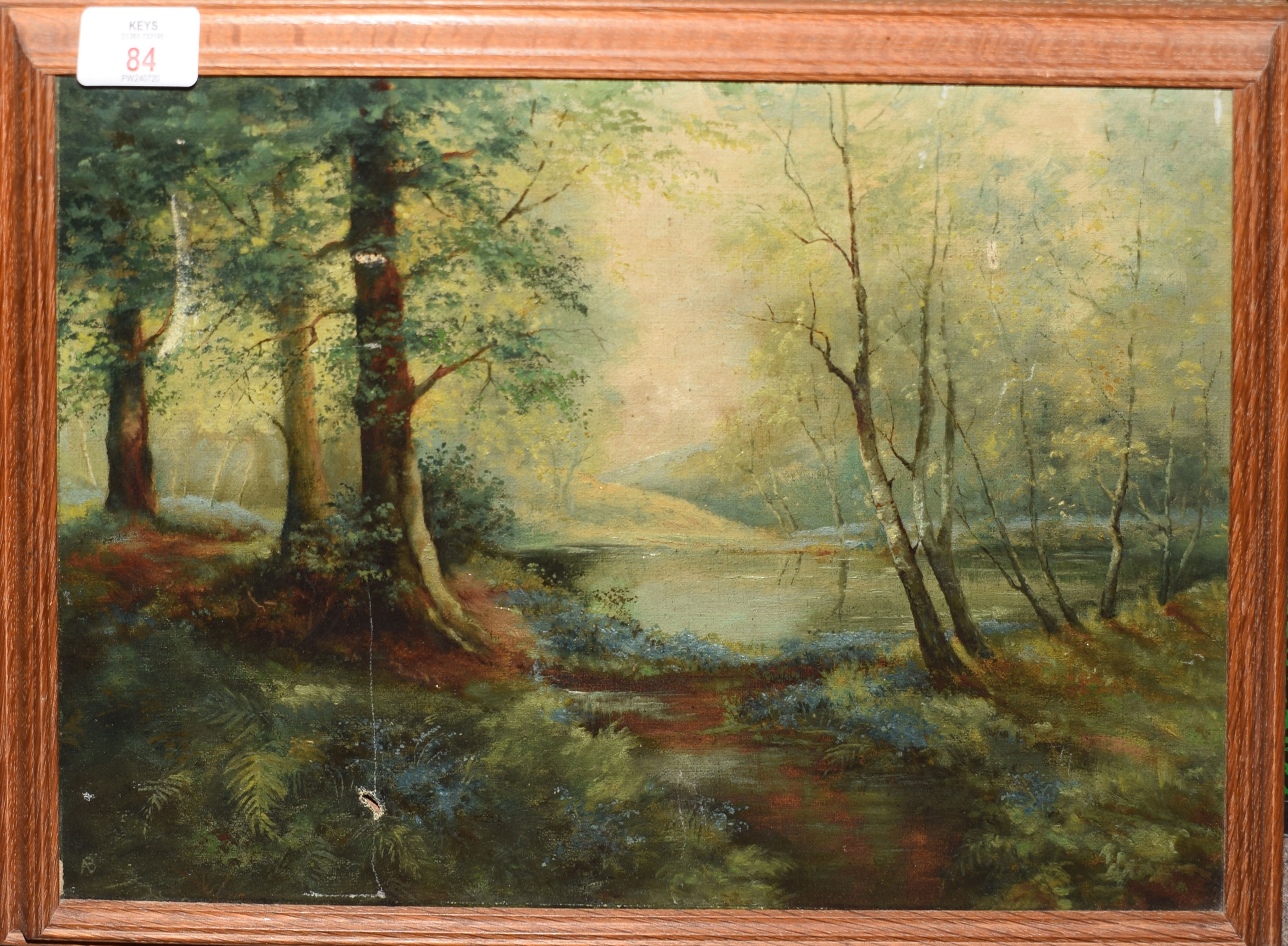 English School (19th/20th century), Lakeland scene, oil on canvas, monogrammed AB lower left, 27 x