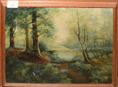 English School (19th/20th century), Lakeland scene, oil on canvas, monogrammed AB lower left, 27 x