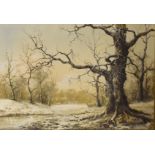 Nils H Christiansen, RAC, (1867-1939), Winter landscape, oil on board, signed lower right, 46 x