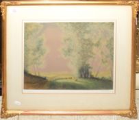 William Tatton Winter (1855-1928) RBA, "Summer Pastoral", coloured etching, signed in pencil to