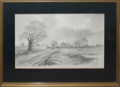 Guy Todd (20th century), Norfolk landscape, pen, ink and wash, signed lower right, 26 x 42cm