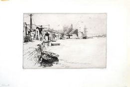 Herbert George Hampton (1873-1936), "Falmouth", black and white etching, signed and number 57 in