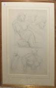 Tom W Armes (1894-1963), Nude studies, pencil drawing, 54 x 34cm