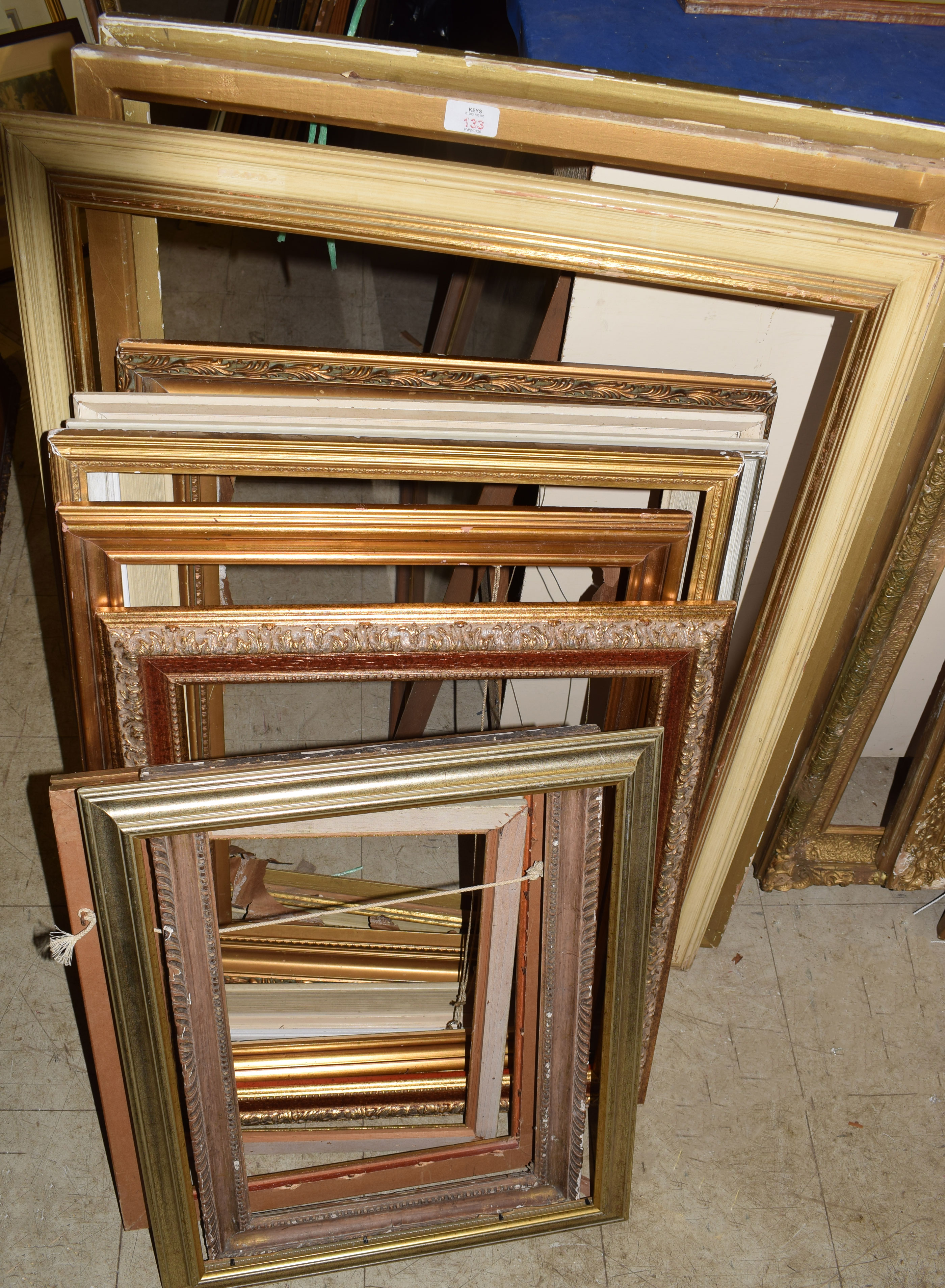Group of thirteen Victorian and later gilt gesso picture frames and slips, assorted sizes (13)
