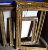 Three Victorian gilt gesso picture frames, rebate sizes 52 x 77cm and 59 x 69cm (3)