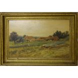 Leopold Rivers (1852-1905), Landscape with farmstead, oil on board, signed lower right, 16 x 25cm