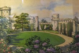 F Thomas (19th/20th century), Warwick Castle, group of three watercolours, two signed, 12 x 18cm (