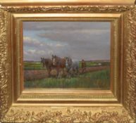 Geoffrey Mortimer (1895-1986), Ploughing scene, oil on panel, signed lower right, 21 x 26cm