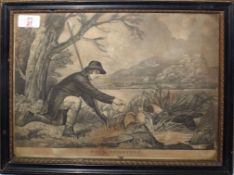 "Pheasant Shooting", "Duck Shooting", pair of black and white mezzotints, published by Haines &