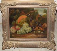 Continental School (18th/19th century), Still Life study of mixed fruit, oil on canvas laid to