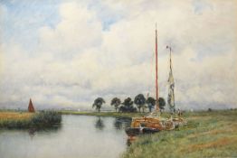 Arthur George Bell (1849-1916), View on the Norfolk Broads, watercolour, signed lower right, 34 x