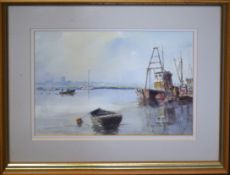 Paul Stafford (b1957), "Trawlers at Southwold", watercolour, signed lower left, 23 x 35cm,
