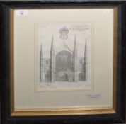 After Daniel King, "The West Prospect of the Cathedral Church of Norwich", black and white