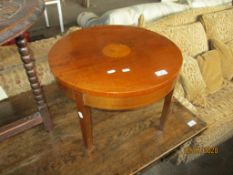 SMALL CIRCULAR OCCASIONAL TABLE WITH INLAID DECORATION, DIAM APPROX 49CM