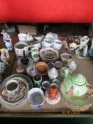 QUANTITY OF ASSORTED CERAMICS INCLUDING CARLTON WARE, TEA POT, FRENCH HAND PAINTED PLATES, ETC
