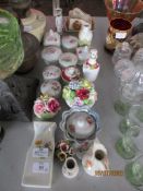 QUANTITY OF VARIOUS FLORAL DECORATED TRINKET BOXES AND OTHER CERAMICS