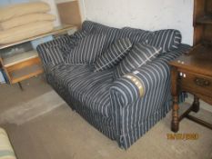 MODERN LARGE STRIPED TWO-SEATER SOFA, WIDTH APPROX 203CM