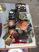 QUANTITY OF VARIOUS COLLECTABLES INCLUDING TREEN MAP WHEEL, IVOREX PUZZLE ETC