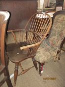 SMALL ELM WINDSOR CHAIR, HEIGHT APPROX 88CM