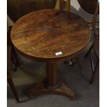 19th century mahogany circular pedestal table, hexagonal support terminating in a tripod base with