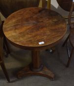 19th century mahogany circular pedestal table, hexagonal support terminating in a tripod base with