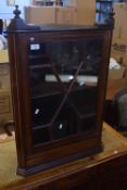 Inlaid mahogany wall mounting astragal glazed corner cupboard, 56cm wide