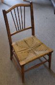 Small rush-seated mahogany child's chair, circa late 19th century