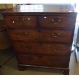 19th century mahogany chest of two short and three full width graduated drawers on bracket feet,