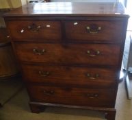 19th century mahogany chest of two short and three full width graduated drawers on bracket feet,