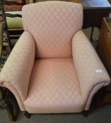 Late Victorian pink upholstered easy chair