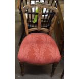 Victorian dining chair with red floral upholstered seat