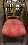 Victorian dining chair with red floral upholstered seat