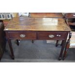 19th century mahogany side table with two frieze drawers raised on tapering square supports with