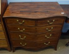 Georgian style mahogany serpentine fronted chest of two short and three full width drawers on