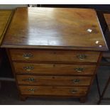 19th century mahogany small chest with moulded edge over four graduated drawers on bracket feet,