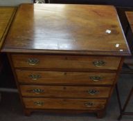 19th century mahogany small chest with moulded edge over four graduated drawers on bracket feet,