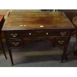 19th century mahogany small desk with a later brass galleried back over a full width frieze