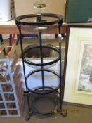 REPRODUCTION FOUR-TIER METAL POT STAND, 85CM HIGH
