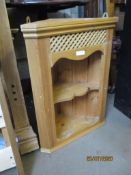 REPRODUCTION PINE SMALL WALL MOUNTING CORNER CUPBOARD, 47CM WIDE