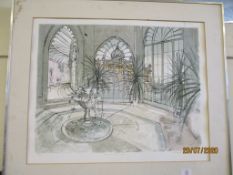 RICHARD BAWDEN (BORN 1936), "SEZINCUTE HOUSE", COLOURED LITHOGRAPH, SIGNED, NUMBERED 38/70 AND