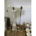 MARBLE EFFECT TABLE LAMP AND ONE OTHER