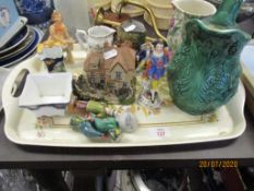 TRAY OF VARIOUS CERAMICS INCLUDING WADE FIGURE JUGS ETC