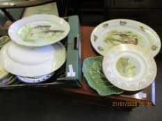 CHINA PART DINNER SERVICE DECORATED WITH GAME BIRDS, VARIOUS OTHER CERAMICS ETC (BOX)