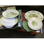 CHINA PART DINNER SERVICE DECORATED WITH GAME BIRDS, VARIOUS OTHER CERAMICS ETC (BOX)