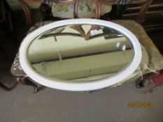 WHITE FRAMED OVAL WALL MIRROR AND ONE OTHER (2)