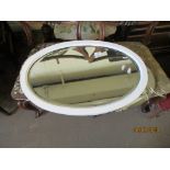 WHITE FRAMED OVAL WALL MIRROR AND ONE OTHER (2)