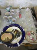 VARIOUS DRINKING GLASSES, POTTERY MUGS, OTHER DECORATIVE ITEMS ETC